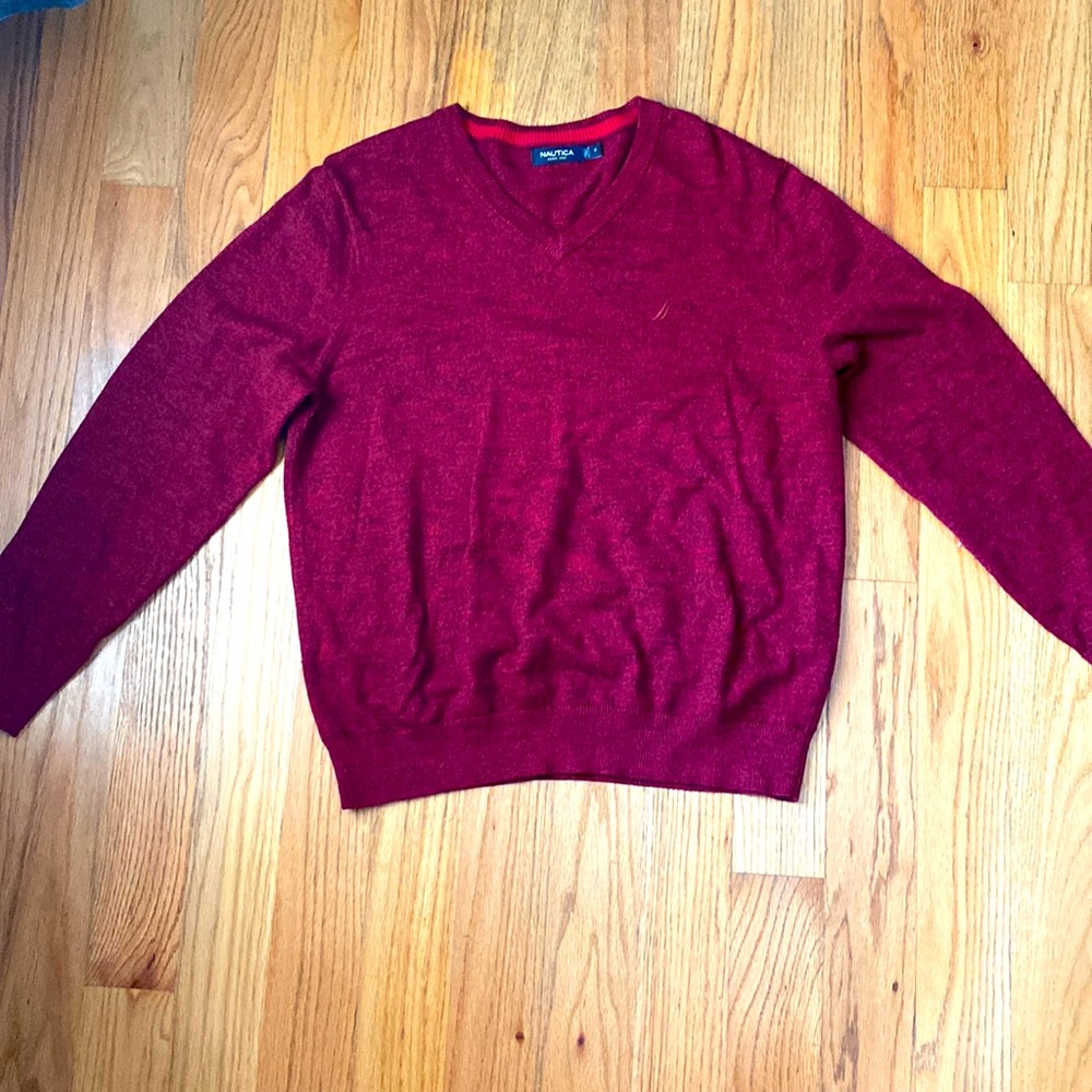 Nautica red v neck sweater